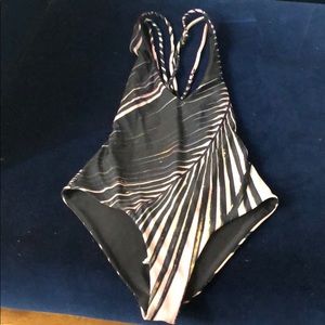 Black, blue, pink bathing suit